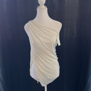 NWT Norma Kamali Diana Asymmetric Ruched Top